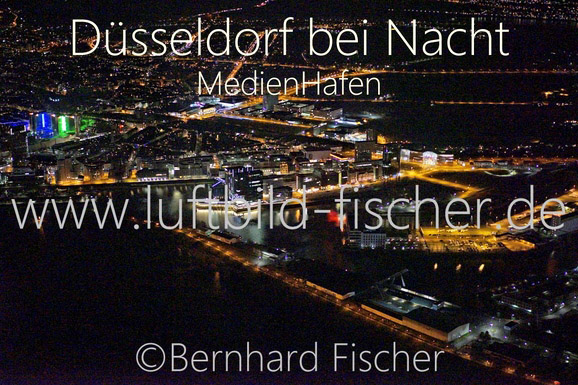 Duesseldorf bei Nacht, MedienHafen, Bernhard Fischer Luftbild, Nr. 1887, 23.02.2014
