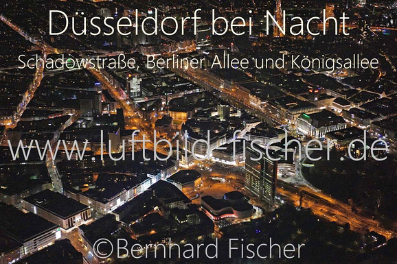 Duesseldorf bei Nacht, Schadowstrae und Knigsallee, Bernhard Fischer Luftbild, Nr. 1888, 23.02.2014