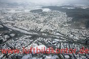 Menden Zentrum unter Schnee Luftbild, Bernhard Fischer Luftbild, Nr 1665, 03.12.2010